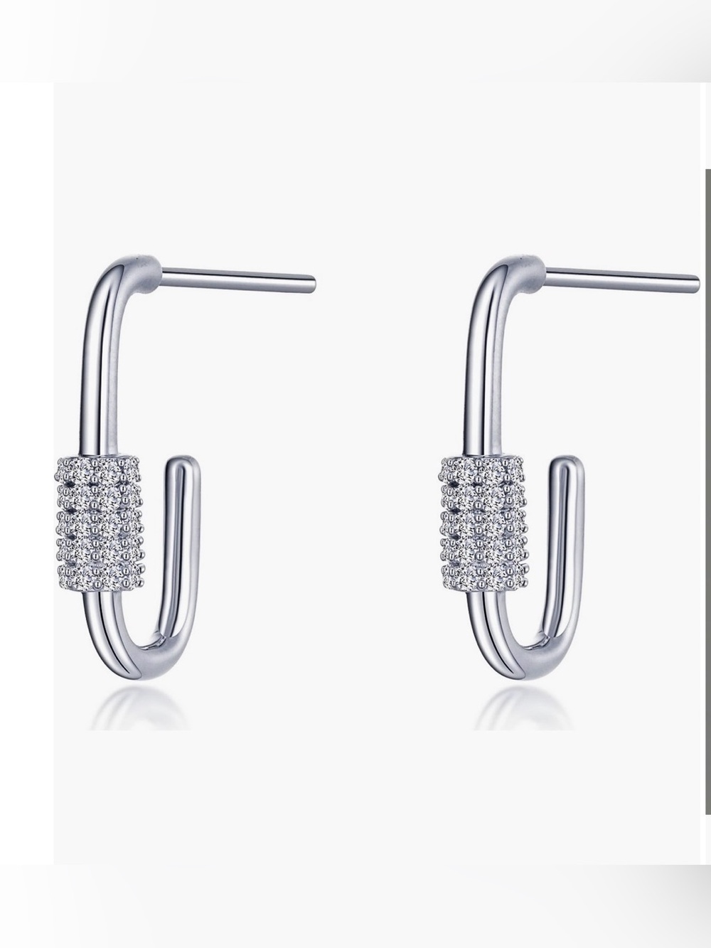 Crystal-Embellished Silver Open Hoop Earrings - Women Jewelry